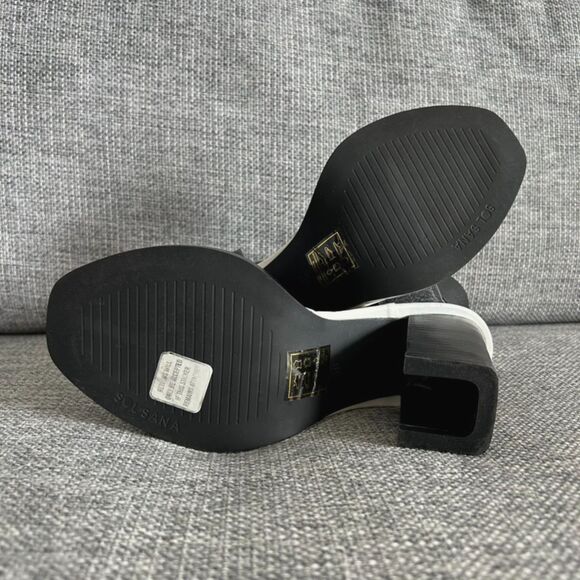 EUC Sol Sana Chuck II Heels Black Leather Strappy Block Sandals Size 38 US 7.5/8 - Picture 9 of 15